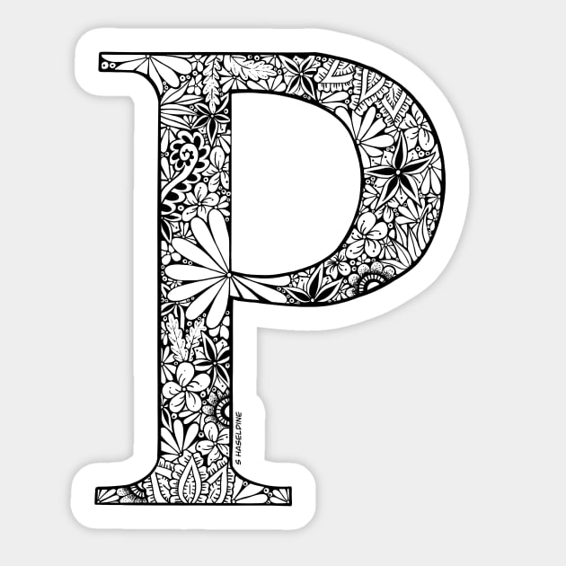 Floral letter Capital P Sticker by Shaseldine